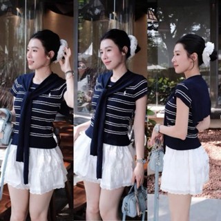 Áo Len Mềm Kẻ Mongto Ngựa Kèm Khăn Cộc Tay Co Giãn Chuẩn Hàng Loại 1