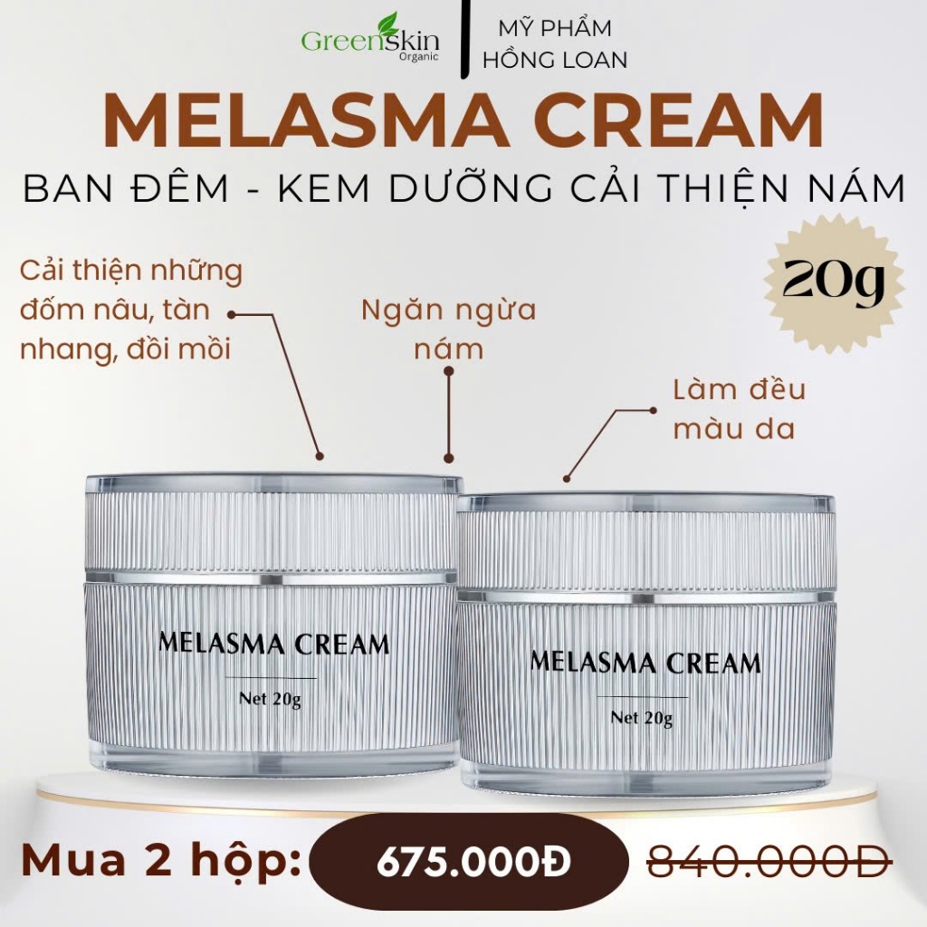 (KEM ĐÊM 20G) Kem Dưỡng Cải Thiện Nám Ban Đêm - GREENSKIN ORGANIC