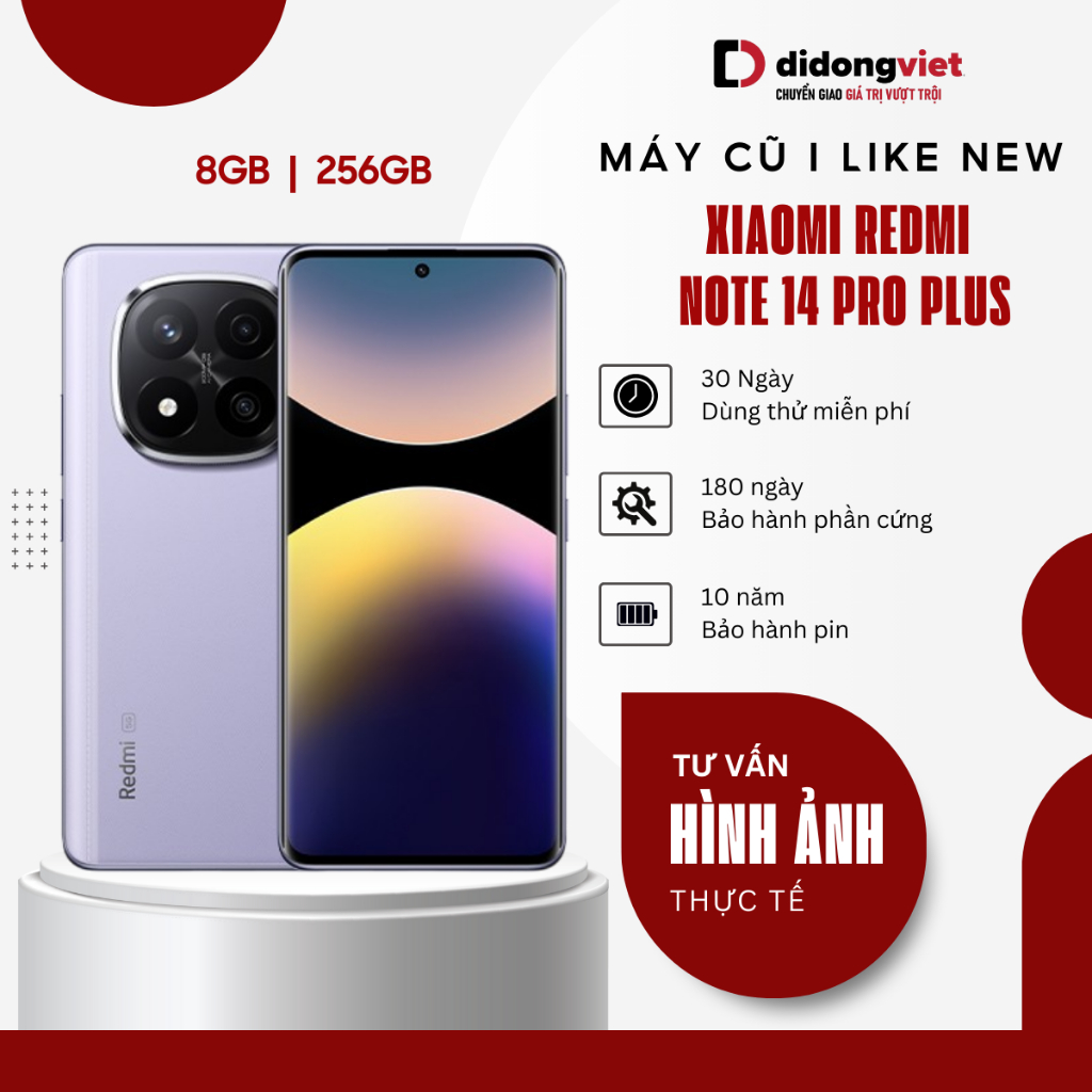 Máy cũ Điện thoại Xiaomi Redmi Note 14 Pro Plus 5G 8GB | 256GB - Đen / Xanh