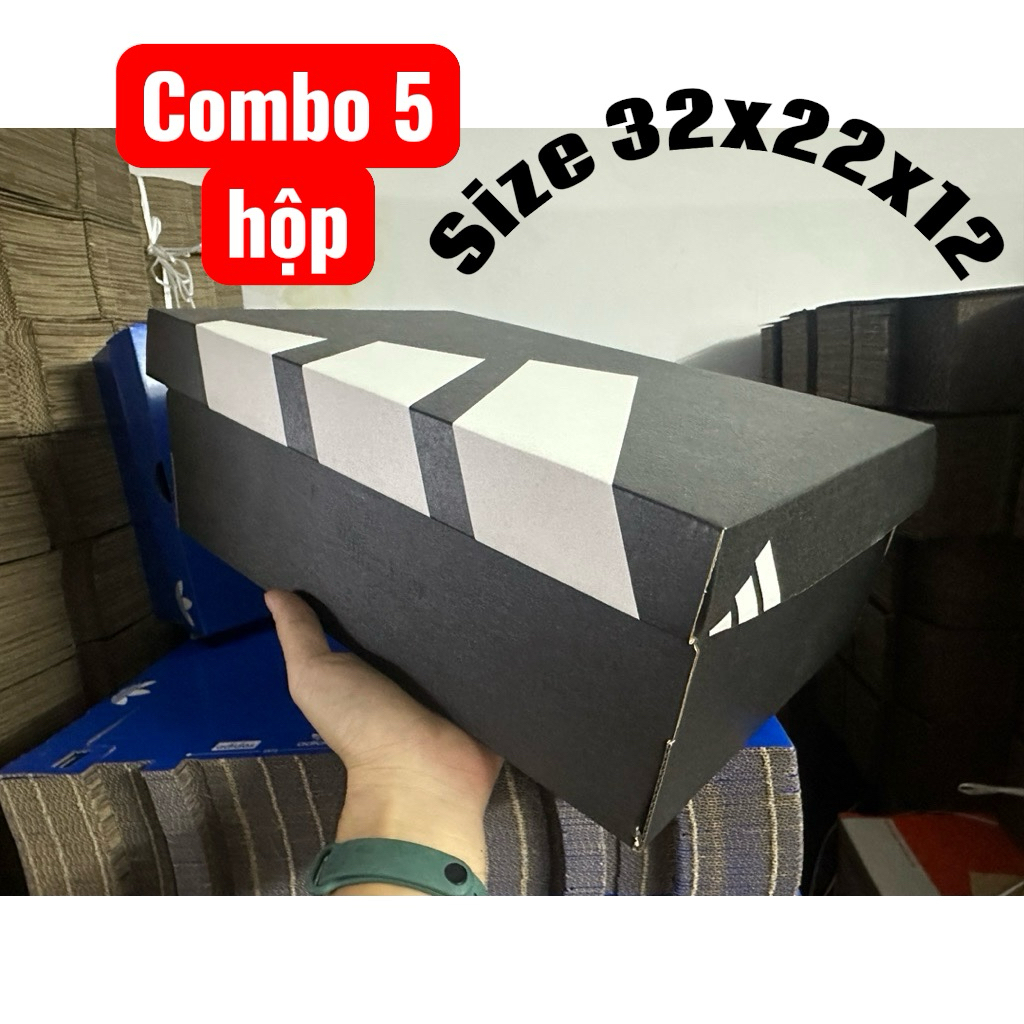 Combo 5 hộp adidas đen 32x22x12 (đựng tới 44)