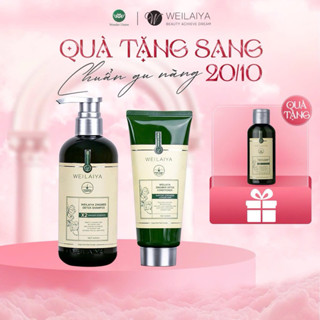 Cặp dầu gội xả tóc thảo dược Weilaiya gừng giúp detox, chống lão hóa da đầu và hỗ trợ mọc tóc cho da đầu dầu bết
