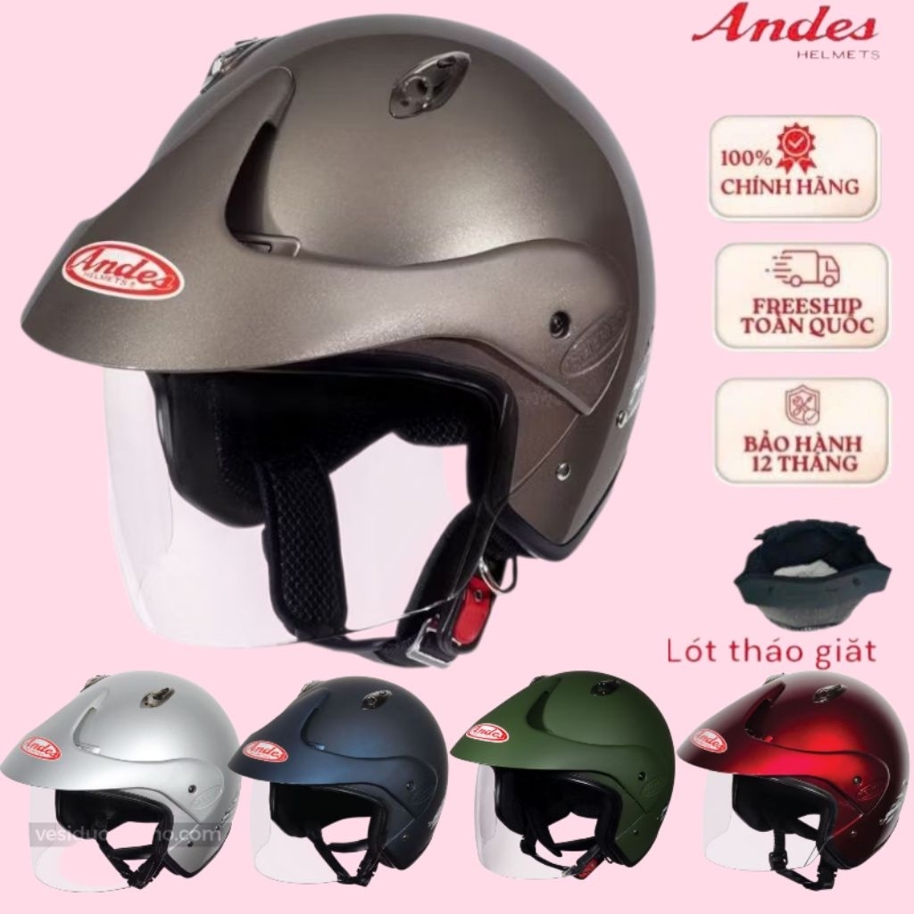 mủ nón bảo hiểm andes 306 3S lót tháo giặt an toàn chắc chắn