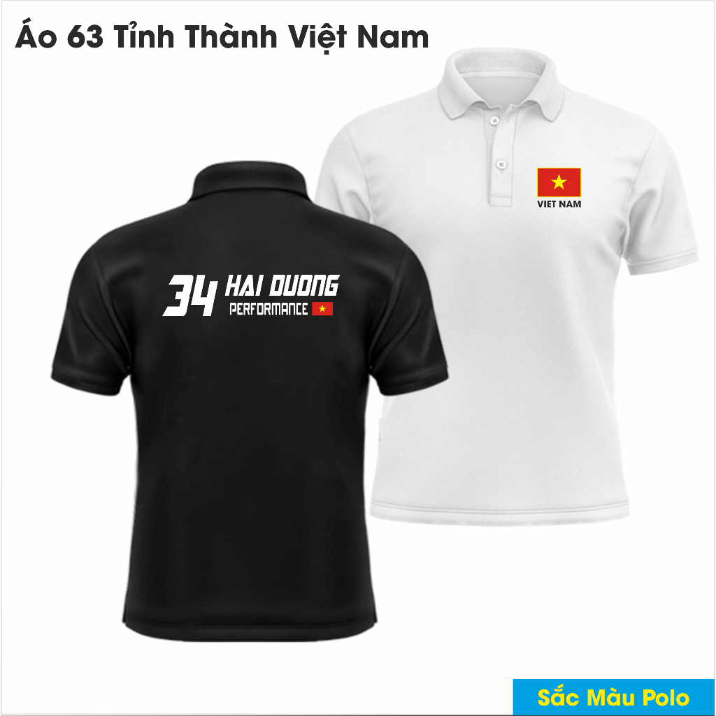 ÁO 34 HẢI DƯƠNG PERFORMANCE - 63 Tỉnh thành Việt Nam - Sắc Màu Polo - Chất vải cá sấu