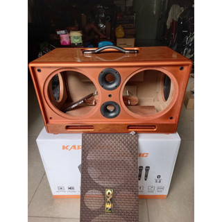  Vỏ thùng loa kéo gỗ PU bóng 2 bass 2 trung 16cm  2 treble kèn 