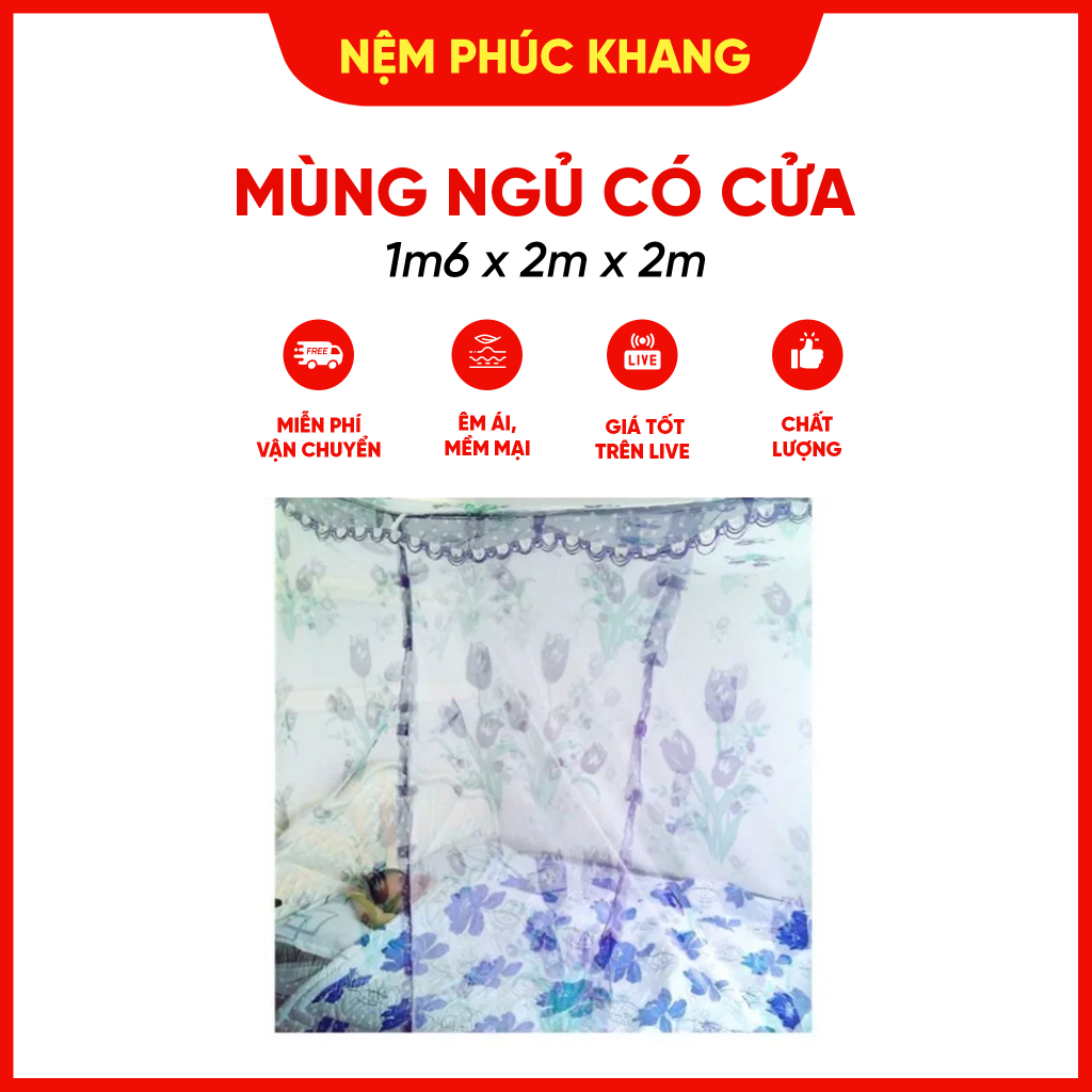 Mùng ngủ có cửa(1m6x2m) cao 2m