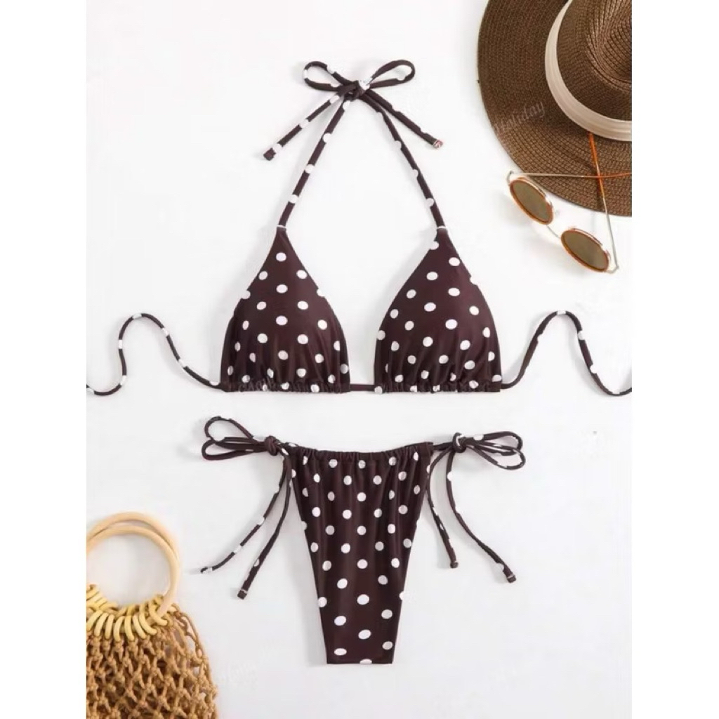 Bikini 2 mảnh cao cấp chấm bi tam giác quần ship nhỏ ( sẵn hàng- che tên) | BigBuy360 - bigbuy360.vn