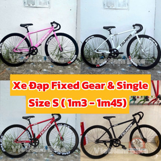    size S xe đạp thể thao fixed gear và single sai nhỏ  cao từ 1.3m-1.45 m đi được   kèm strap và đồ lắp   