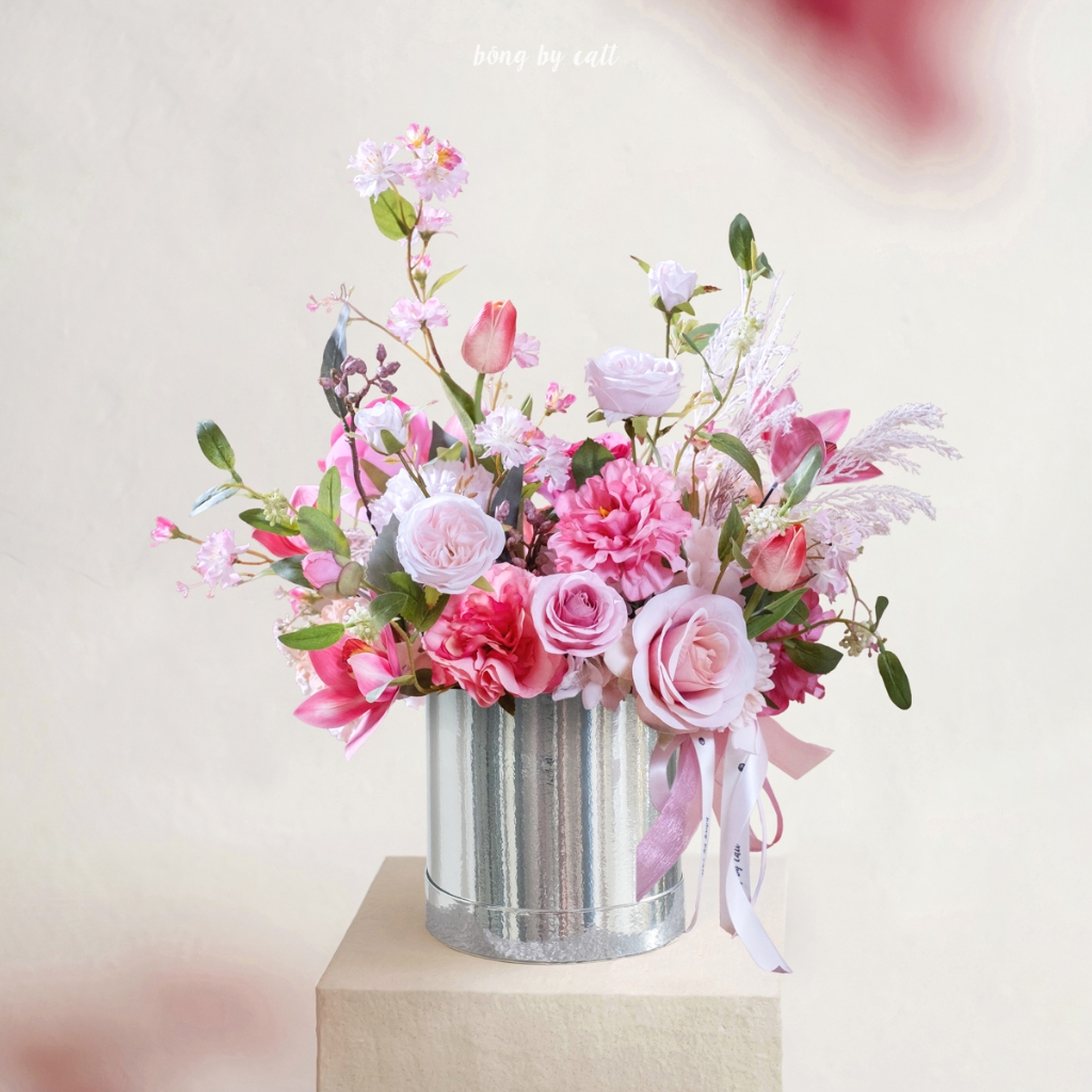 Lẵng hoa tặng mẹ 20 10, hoa tặng cô 20 11 - Quà tặng 20 10 cho mẹ Giỏ hoa vải trang trí nhà cửa, phò