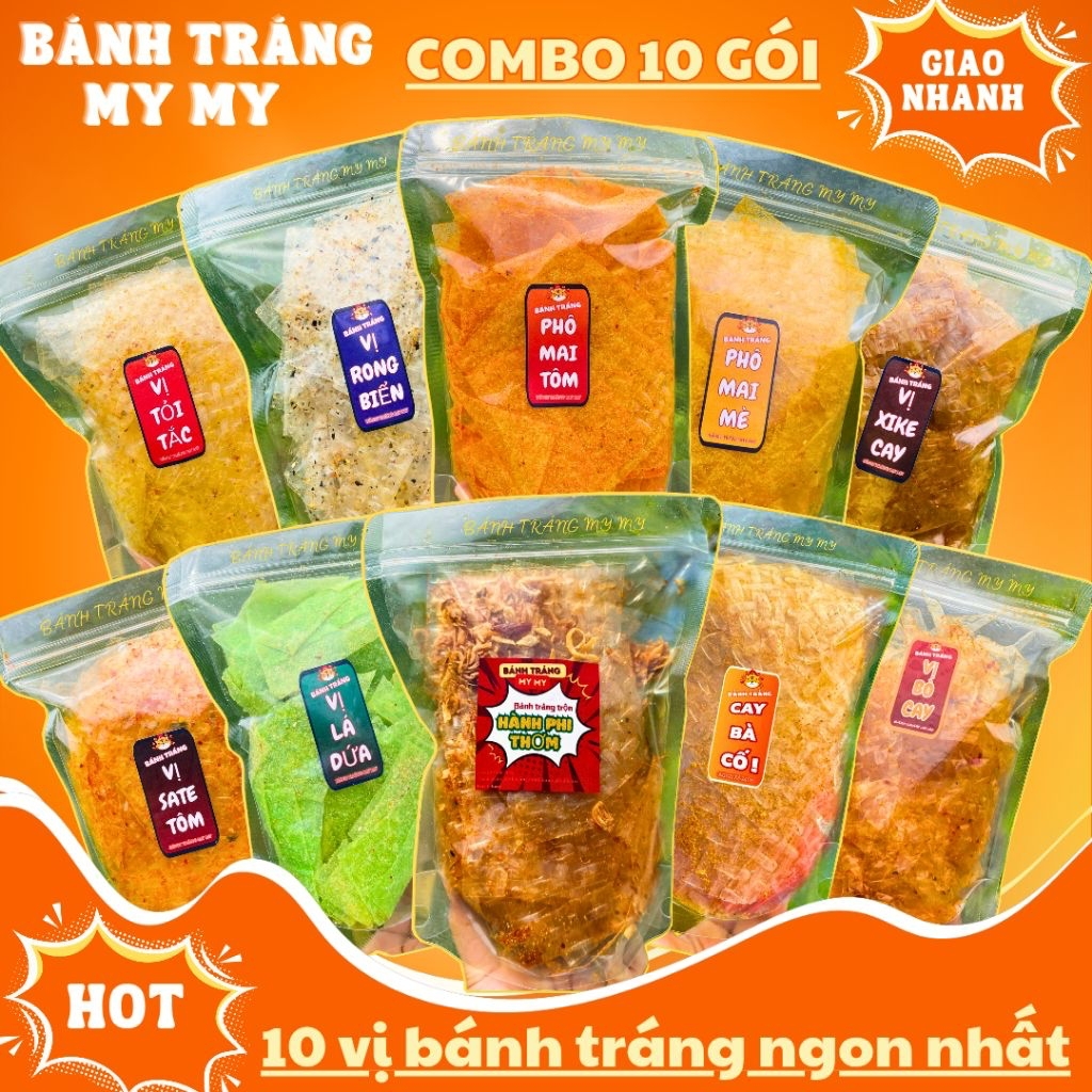   Combo  10 Bịch Bánh Tráng Trộn Tây Ninh Đủ Loại-Bánh Tráng My My 
