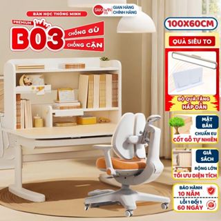 [MẪU MỚI 2026] Bàn học chống gù Sakawin Premium B03 Thiết kế giá sách 3 tầng Nâng nghiêng mặt bàn linh hoạt Size 100cm