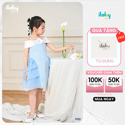 [TẶNG TÚI QUÀ] Váy cho bé ILABY váy tiểu thư Sarah dress chất liệu cao cấp, thiết kế công chúa dễ thương [3152]