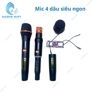 Micro Không Dây 4 Râu Cho Loa Kéo – Âm Thanh Hay, Sóng Mạnh, Chống Hú Hiệu Quả