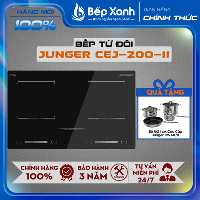 [TẶNG BỘ NỒI JC-200] Bếp Từ Đôi Junger Inverter CEJ-200-II -Công Suất Tổng 4000W - Bảo Hành 3 Năm