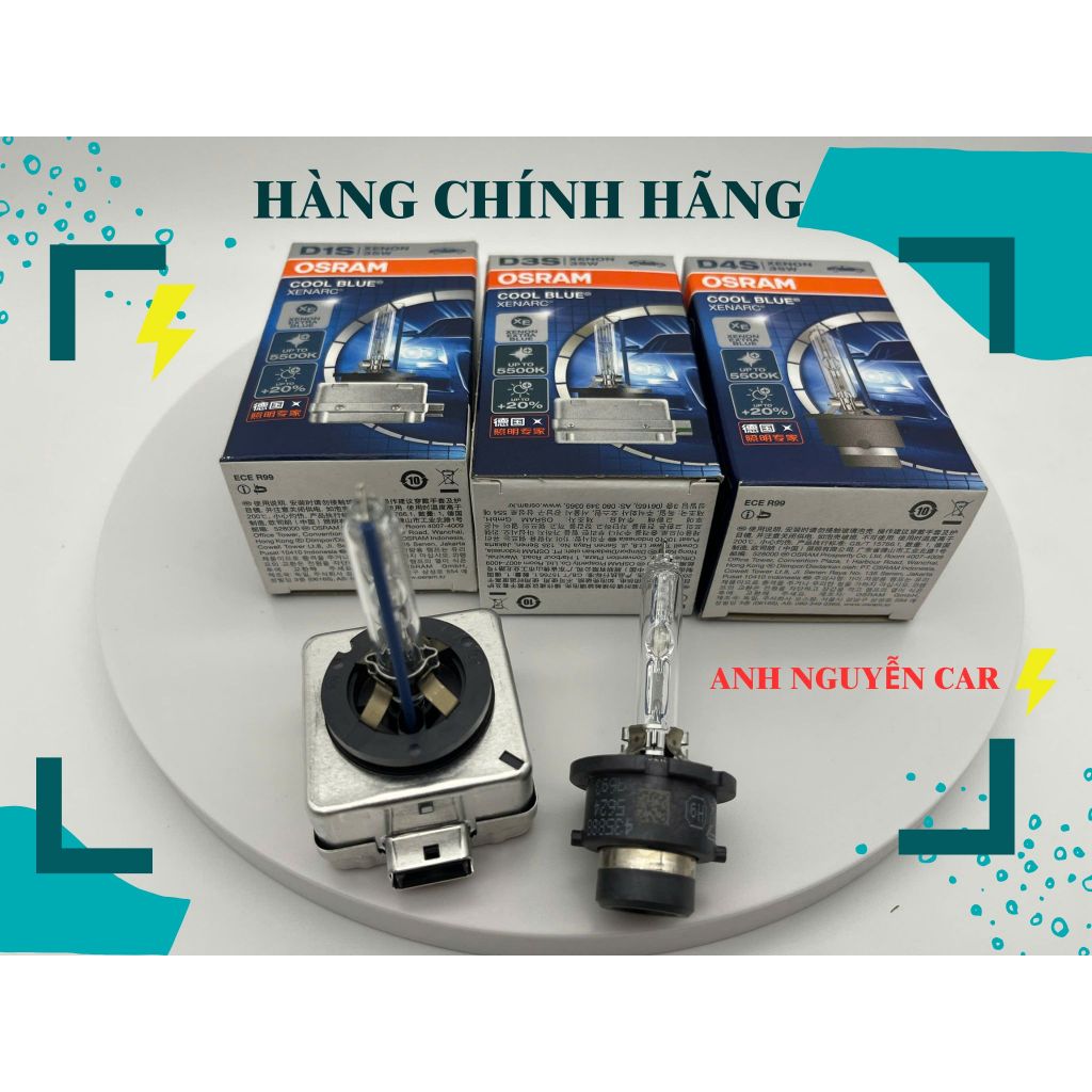 Bóng Osram Xenon Cool Blue tăng sáng 20%  12V 35W 5500K với các chân D1S - D2S - D3S - D4S
