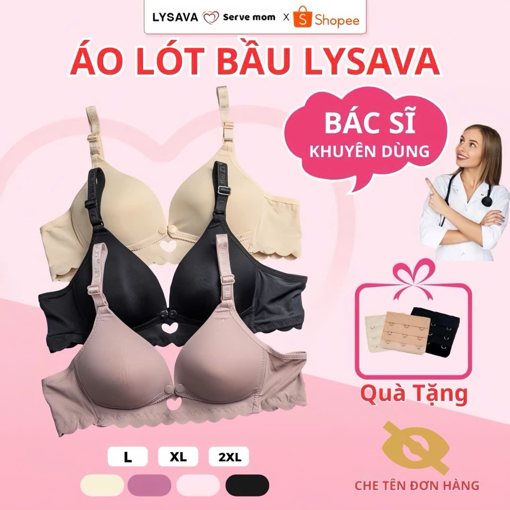Áo lót bầu cho con bú Lysava áo ngực bầu trước sau sinh cho con bú chống chảy xệ chất su đúc không gọng nâng ngực AL7