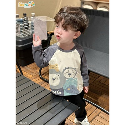 Áo thun dài tay raglan Beemo in hình sở thú vải thun co giãn cho bé trai từ 9-24kg 5328ADB