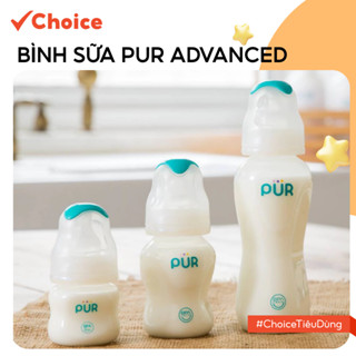 [Choice] Bình Sữa Cổ Thường Pur Advanced DB02 Có Sẵn Núm S (0-3TH), 125ML