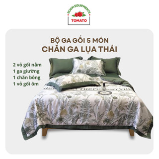 (TẶNG VỎ GỐI ÔM)Bộ Chăn Ga Gối Lụa Thái 6D 4 Món Chăn Trần Bông Nhập Khẩu Tomato Ga Giường 1m6 1m8x2m Bo Chun Vỏ Gối Nằm