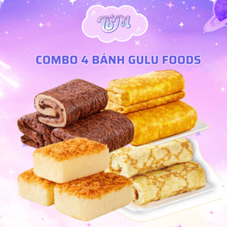 [DATE MỚI] Combo 4 bánh LẺ Gulu Foods bánh SOCOLA, da trứng, diêm mạch, ruốc