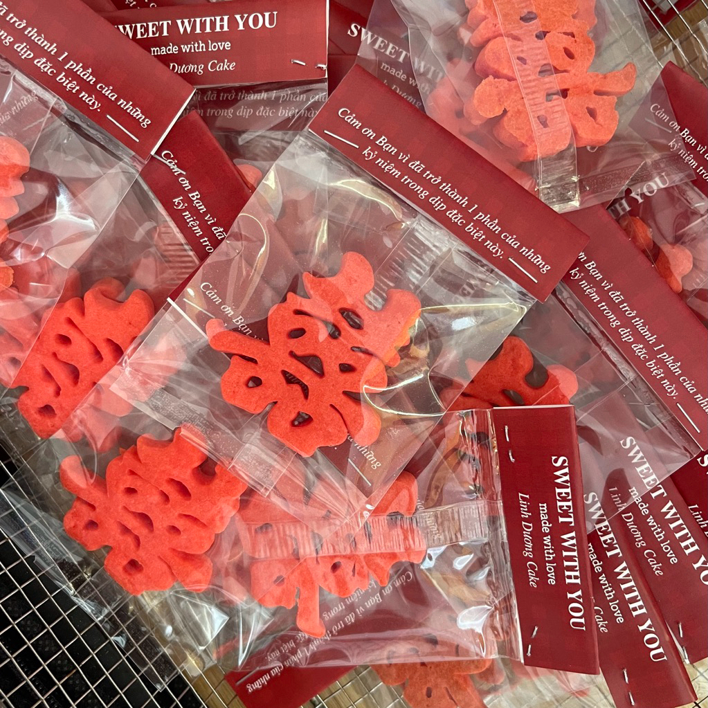Bánh quy cookie  , kẹo cưới song hỷ handmade wedding cookie - quà đáp lễ - quy bơ