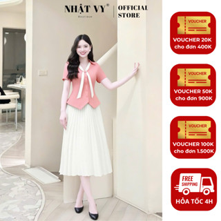  Áo lẻ nữ  KHÔNG KÈM VÁY  cổ V Nhật Vy tay ngắn ôm eo chất lụa công sở dự tiệc màu xám nâu hồng - D3457 