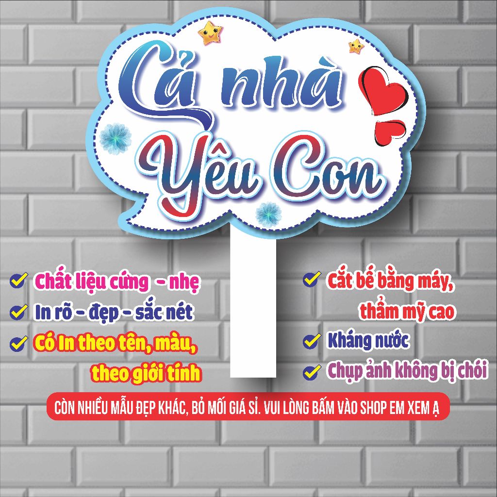 Hashtag Cả nhà Yêu Con - Màu xanh - có in theo yêu cầu
