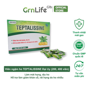  Viên ngậm giảm ho TEPTALISSINE Đại Uy - Hỗ trợ giảm đau rát họng ho có đờm khản tiếng - Hộp 200 400 viên 