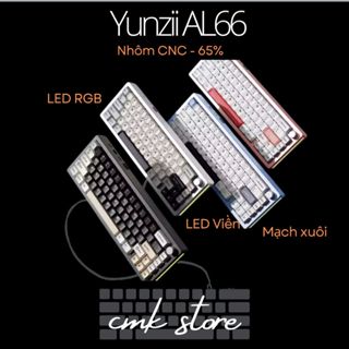 Bàn Phím Cơ YUNZII AL66 - Layout 65% - Nhôm CNC Anode - 3 mode - Mạch xuôi - Led Viền