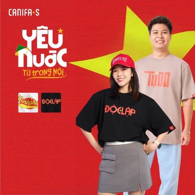 Áo phông Việt Nam Độc Lập - Tự Do - Hạnh Phúc áo phông unisex người lớn CANIFA S 5TS25S038