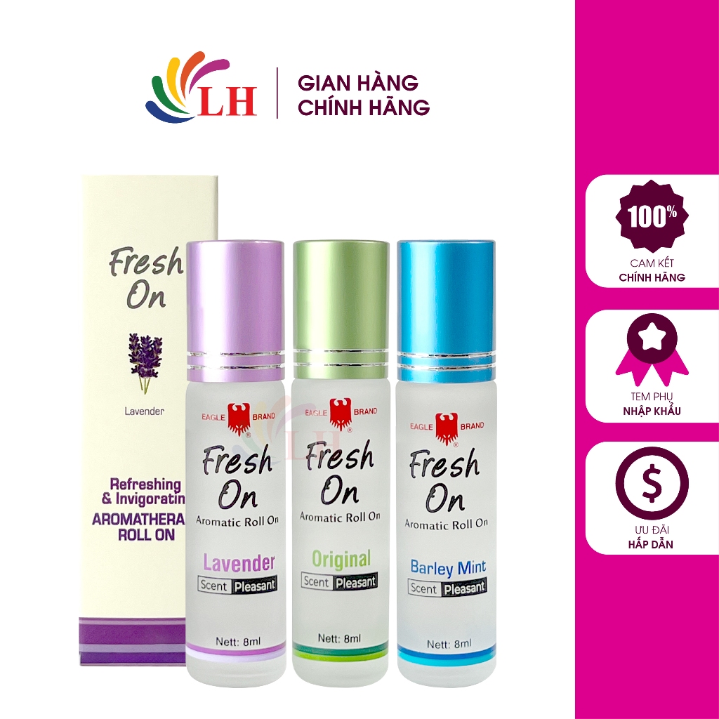 Combo Dầu lăn giảm căng thẳng Eagle Brand Fresh On (8ml)