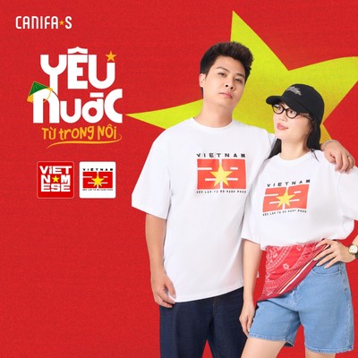 Áo phông Việt Nam Độc lập Tự do Hạnh phúc áo thun unisex người lớn CANIFA S 5TS25S049