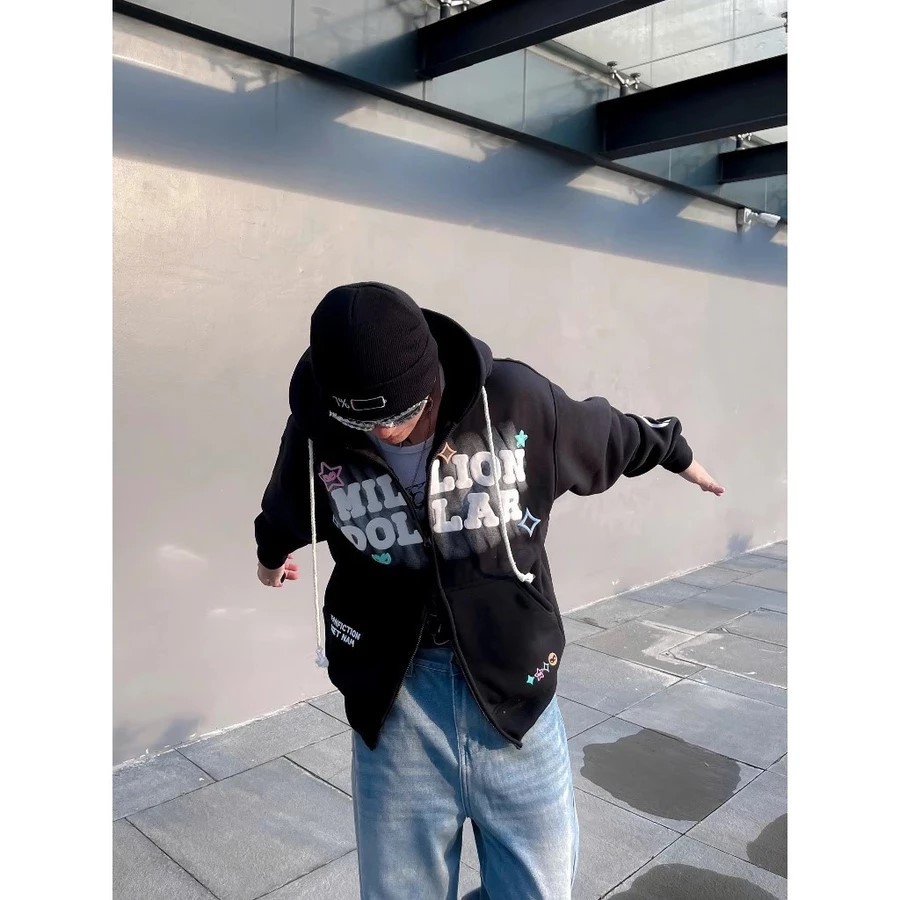 Áo Nỉ Hoodie Thiết Kế Hot Trend Douyin, Áo Hoodie 3 sao, Kiểu Dáng Thời Thượng,