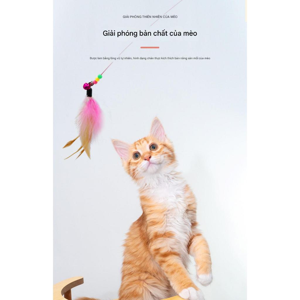 Đồ Chơi Cần Câu Cho Mèo – Dây Thép Bền + Lông Vũ Mềm, Loại Dài – 1999s.store