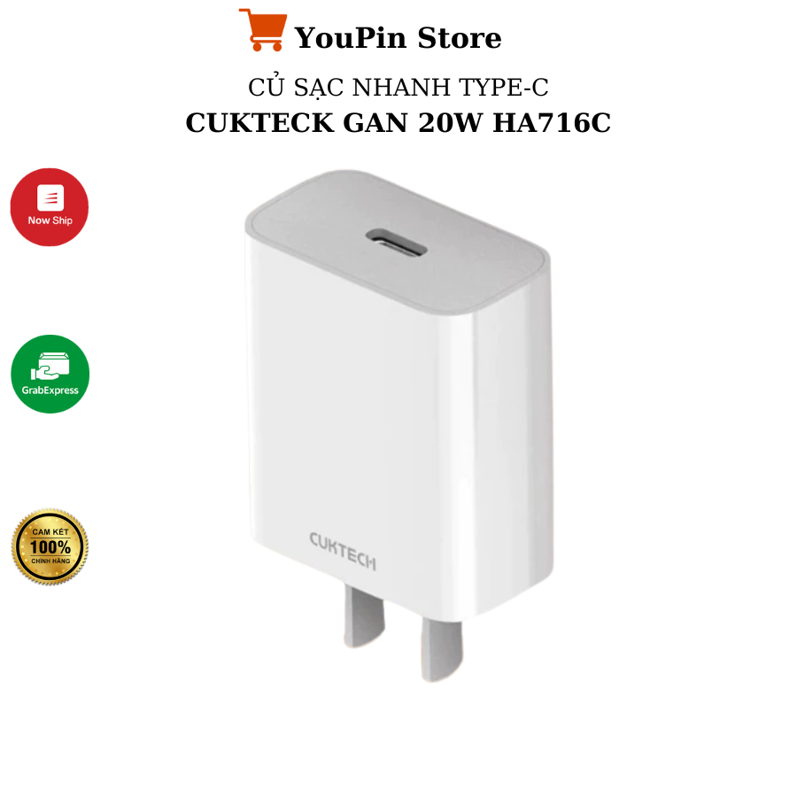Củ sạc nhanh 20W Cukteck HA716 (Màu ngẫu nhiên)