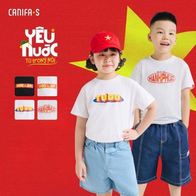 Áo phông Độc Lập - Tự do - Hạnh phúc unisex trẻ em CANIFA S áo thun Quốc khánh 2/9 3TS25S031