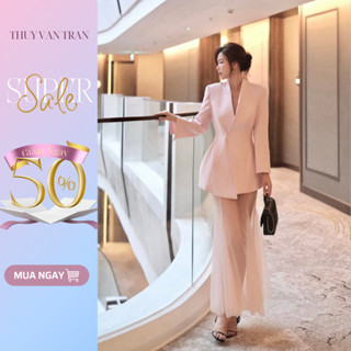 Set áo vest và chân váy lưới THUYVANTRAN