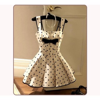   UnihomePREMIUM   40-80kg  Đầm Váy Chấm Bi Cúp Ngực Form Xòe Tùng Xếp Li Eo Corset  Có BigSize  CH343 