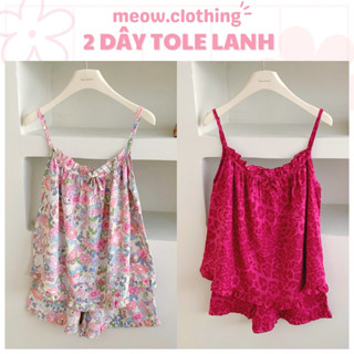 [Có BIGSIZE] Đồ Mặc Nhà, Bộ Ngủ Nữ 2 Dây Quần Đùi Vải Tole Lanh