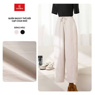  Quần baggy nữ CARDINA vải thô đũi cạp chun nhỏ 5QDT33 
