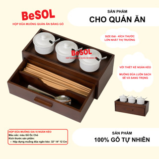  Hộp đựng muỗng đũa thìa bằng gỗ Nhà hàng Quán Ăn Gia Đình BeSOL - SNF Bamboo and Craft 