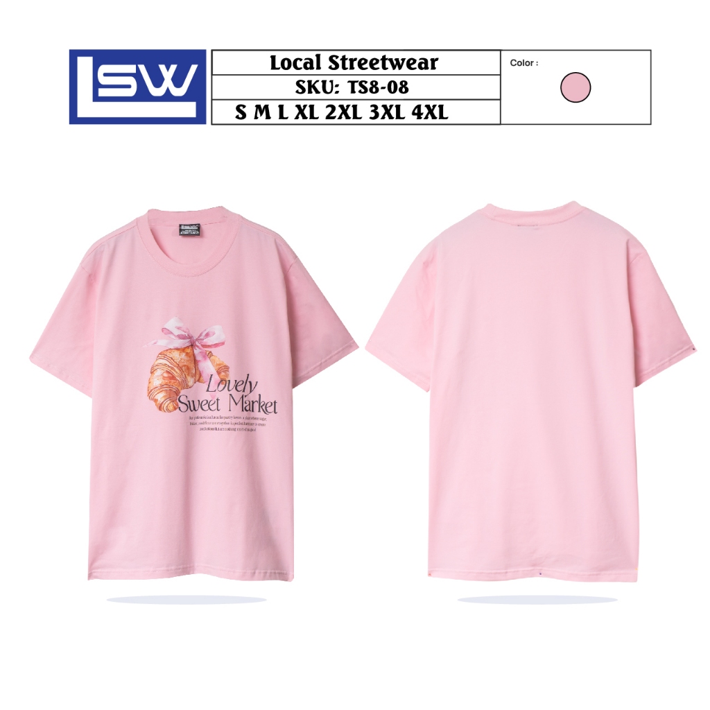 Áo Thun Nam Nữ LOCAL STREETWEAR hồng in hình bánh ngọt  cotton cao cấp phong cách streetwear TS8-08