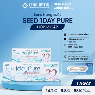 Kính áp tròng SEED 1 ngày không màu có độ 16 cặp - lens SEED 1 ngày trong suốt 1day Pure - Lens Optic HN