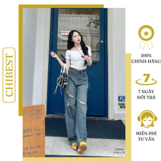  Quần jean baggy rách tưa đùi CHIBEST EQD45 