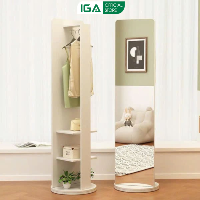 Gương soi toàn thân gương đứng xoay thông minh decor phòng bàn trang điểm kết hợp tủ quần áo IGA- GP285.01 | BigBuy360 - bigbuy360.vn