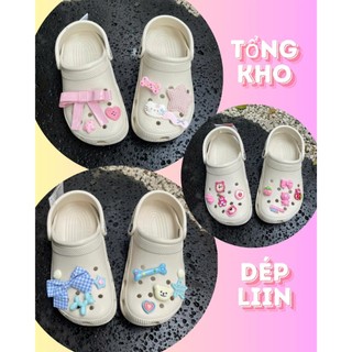  Dép Sandal Nữ Dép Sục Nữ Đế Thấp 3CM Dành Cho Nam và Nữ Kèm Charm Dễ Thương Tiểu Thư Chất Liệu Siêu Bền Mang Êm Mềm 