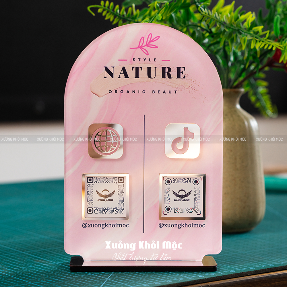 Bảng mica QR code để bàn KMS-33: Thanh toán nhanh, kết nối tiện lợi