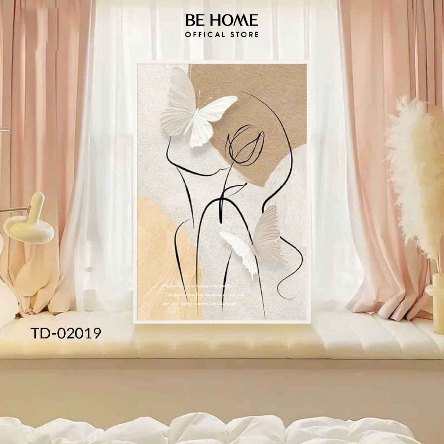 Tranh Đơn Canvas Cô Gái Nghệ Thuật, Trang Trí Phòng Khách, Phòng Ngủ, Spa, Tiệm Nails - BeHome Decor