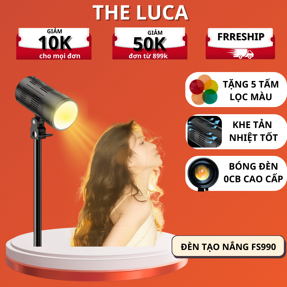 Đèn Giả Nắng , Đèn Spotlight Tạo Bóng Đổ Cho Studio, Chụp Hình, Quay Video Nghệ Thuật Kèm 5 Filter M