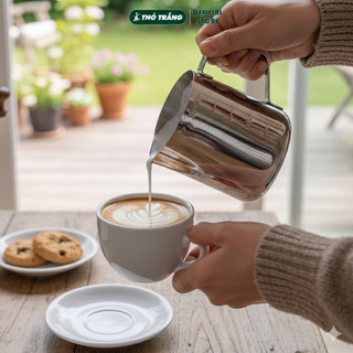 Ca Đánh Sữa Inox 304 Có Vạch Chia 350/550/900ml, Ca Tạo Bọt Sữa Latte Art