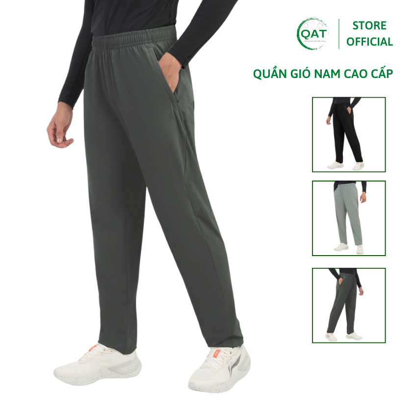  Quần gió thể thao thun nam Visco co giãn vải gió xi mè xuất Nhật cao cấp quần dài xuông dây rút 3 túi khóa 